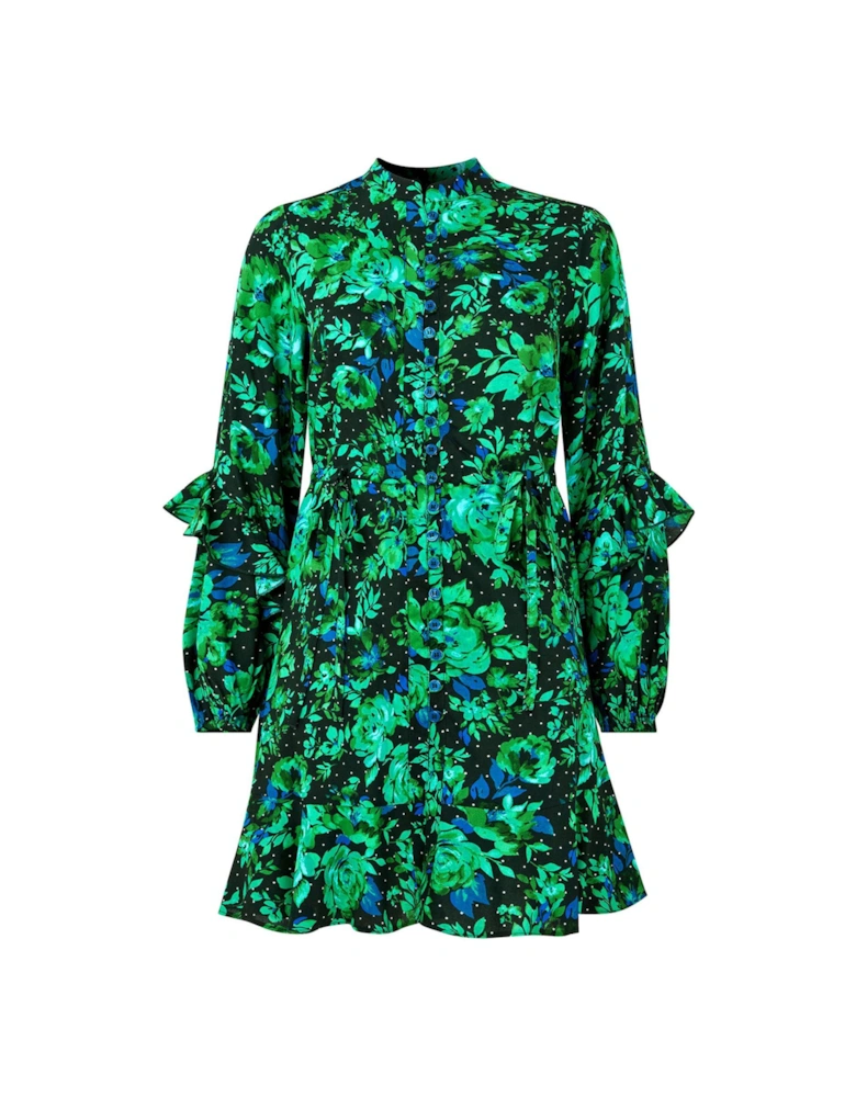 Winter Florals Tunic Dress - Bright Green