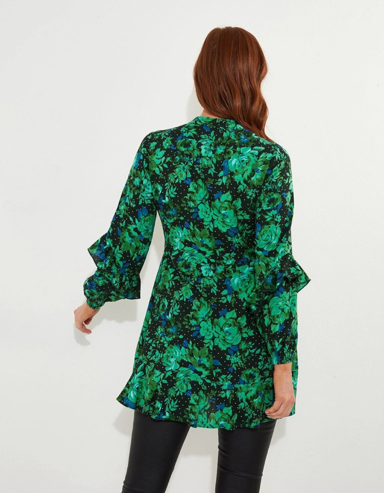 Winter Florals Tunic Dress - Bright Green