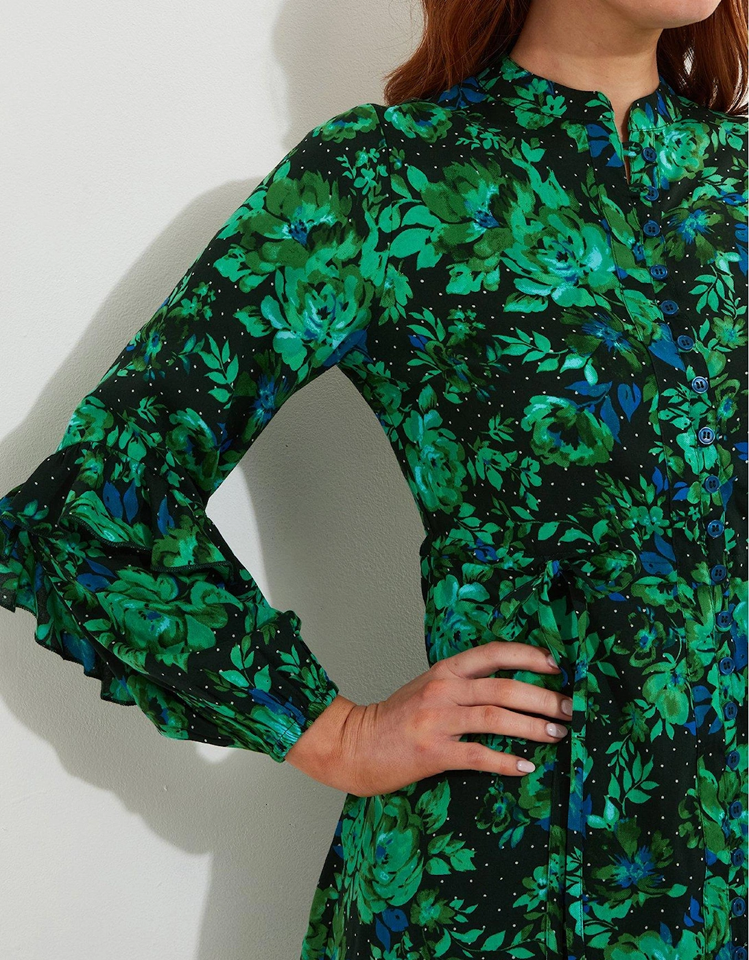 Winter Florals Tunic Dress - Bright Green