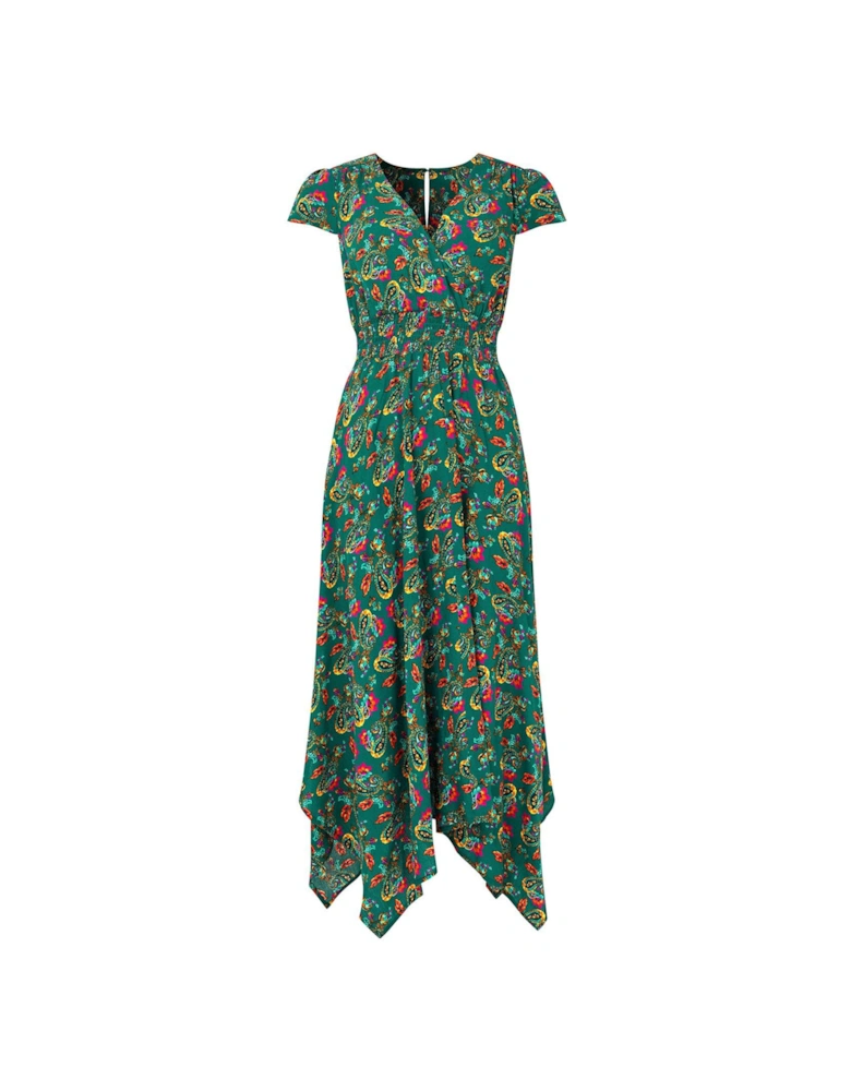 Iris Dippy Hem Dress - Green