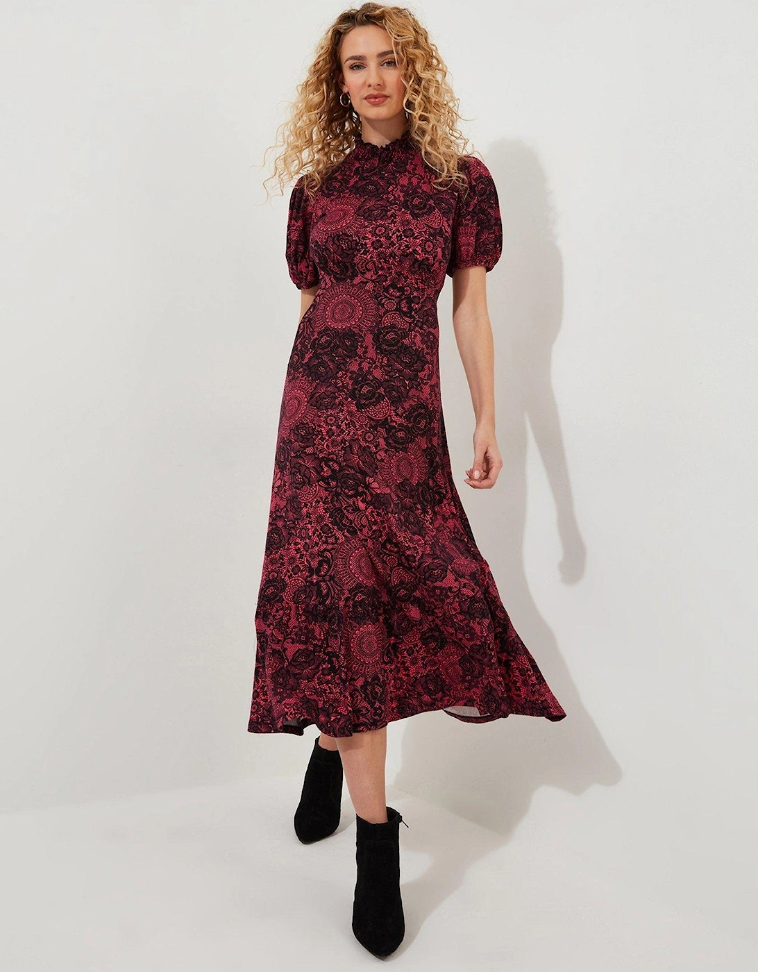 Lovely Lace Print Jersey Dress