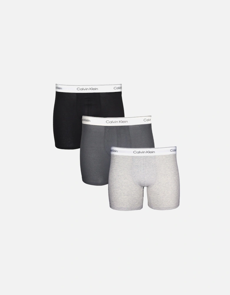 3-Pack Modern Cotton Boxer Briefs, Black/Grey