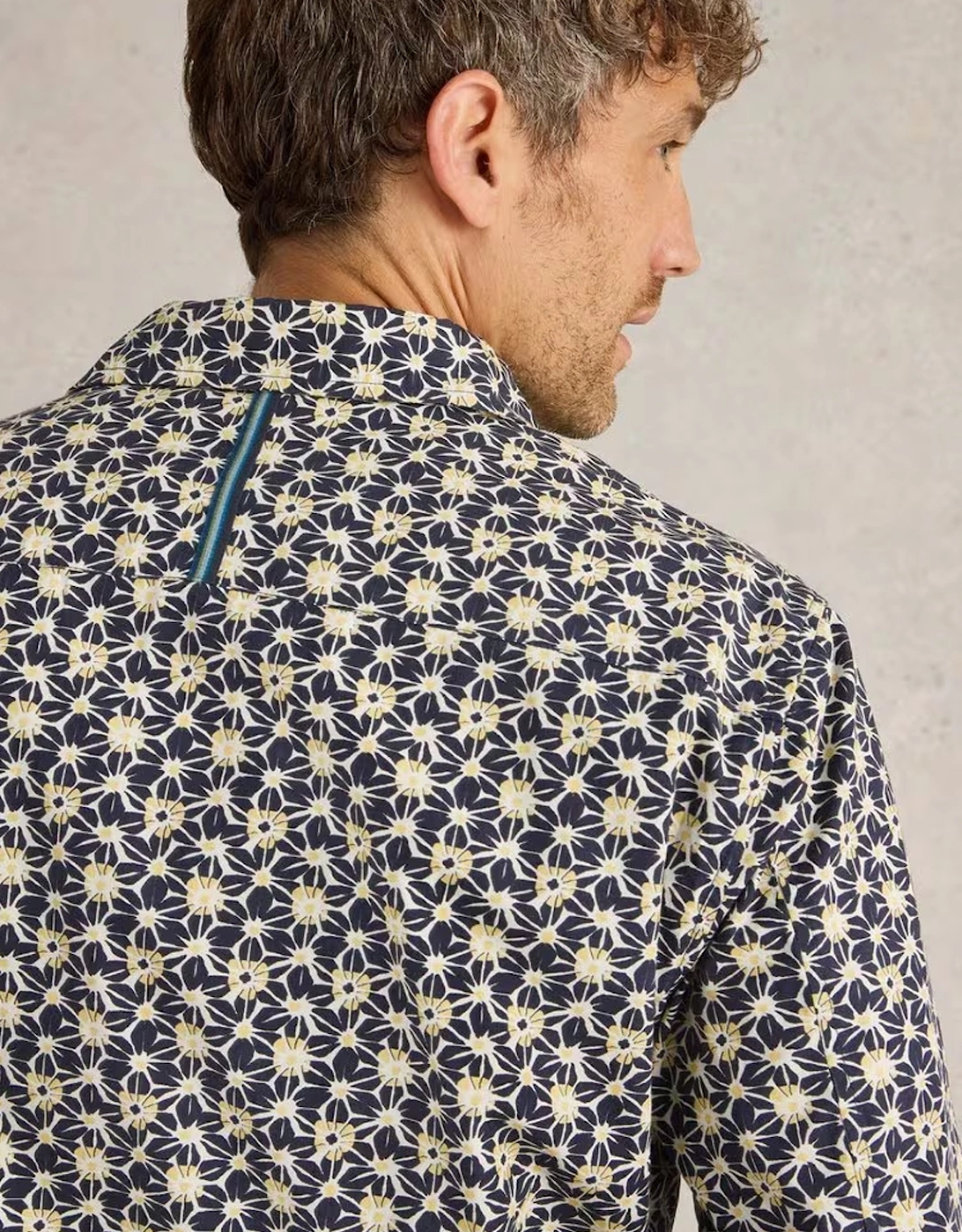 Men's Fuji Flower Printed Shirt Navy Print