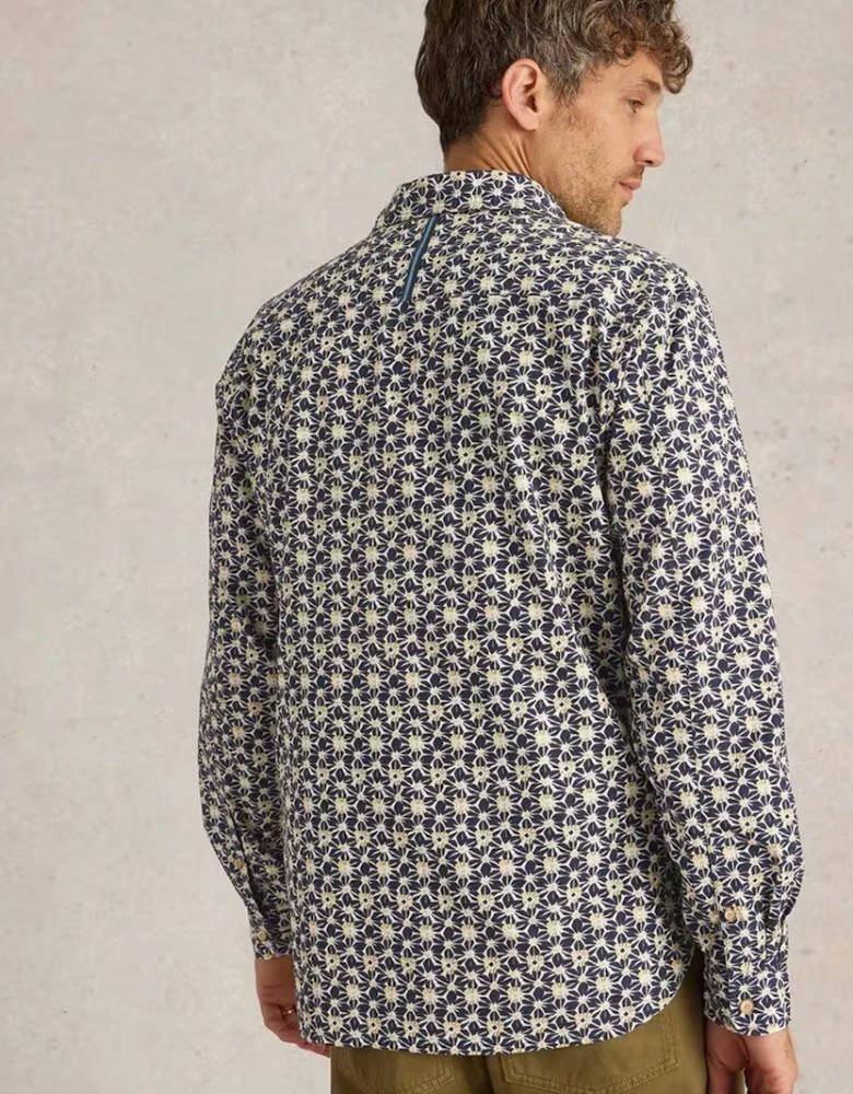 Men's Fuji Flower Printed Shirt Navy Print