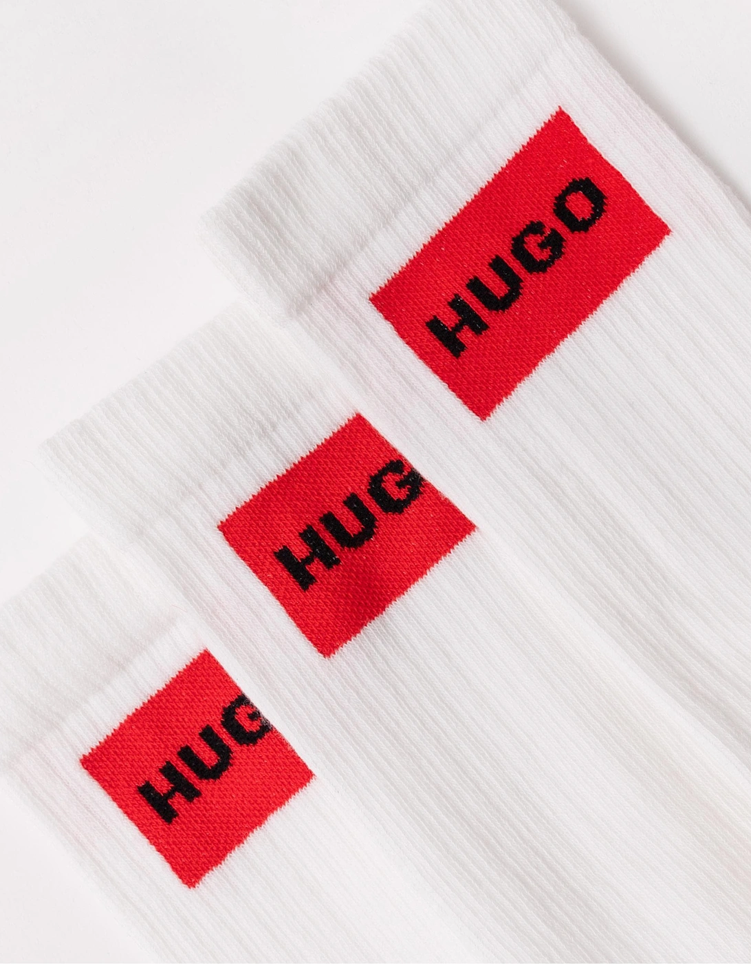 HUGO 3-Pack Quarter Length Combed Cotton Ribbed Mens Socks NOS