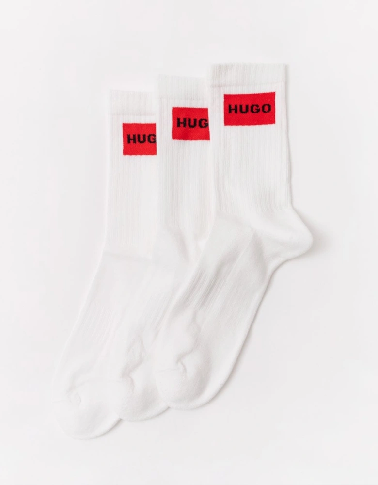 HUGO 3-Pack Quarter Length Combed Cotton Ribbed Mens Socks NOS