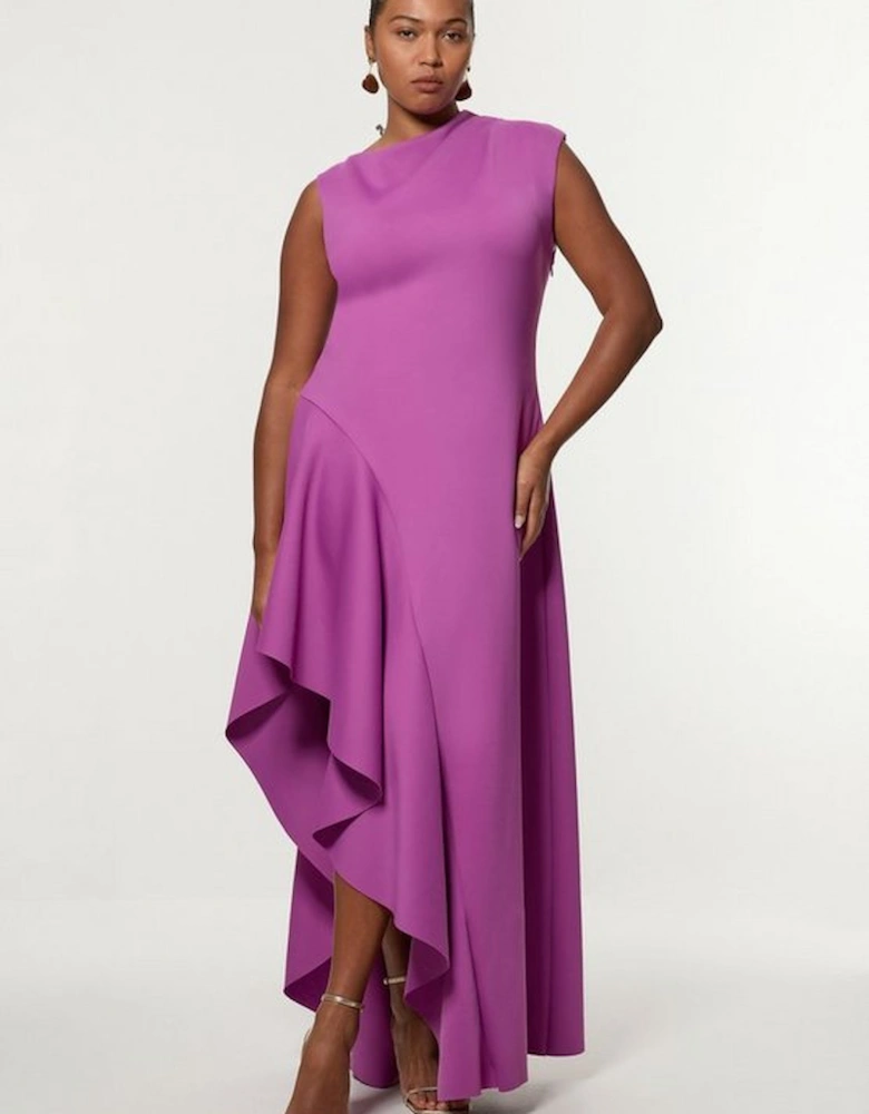 Plus Size Scuba Drama Ruffle Hem Woven Maxi Dress