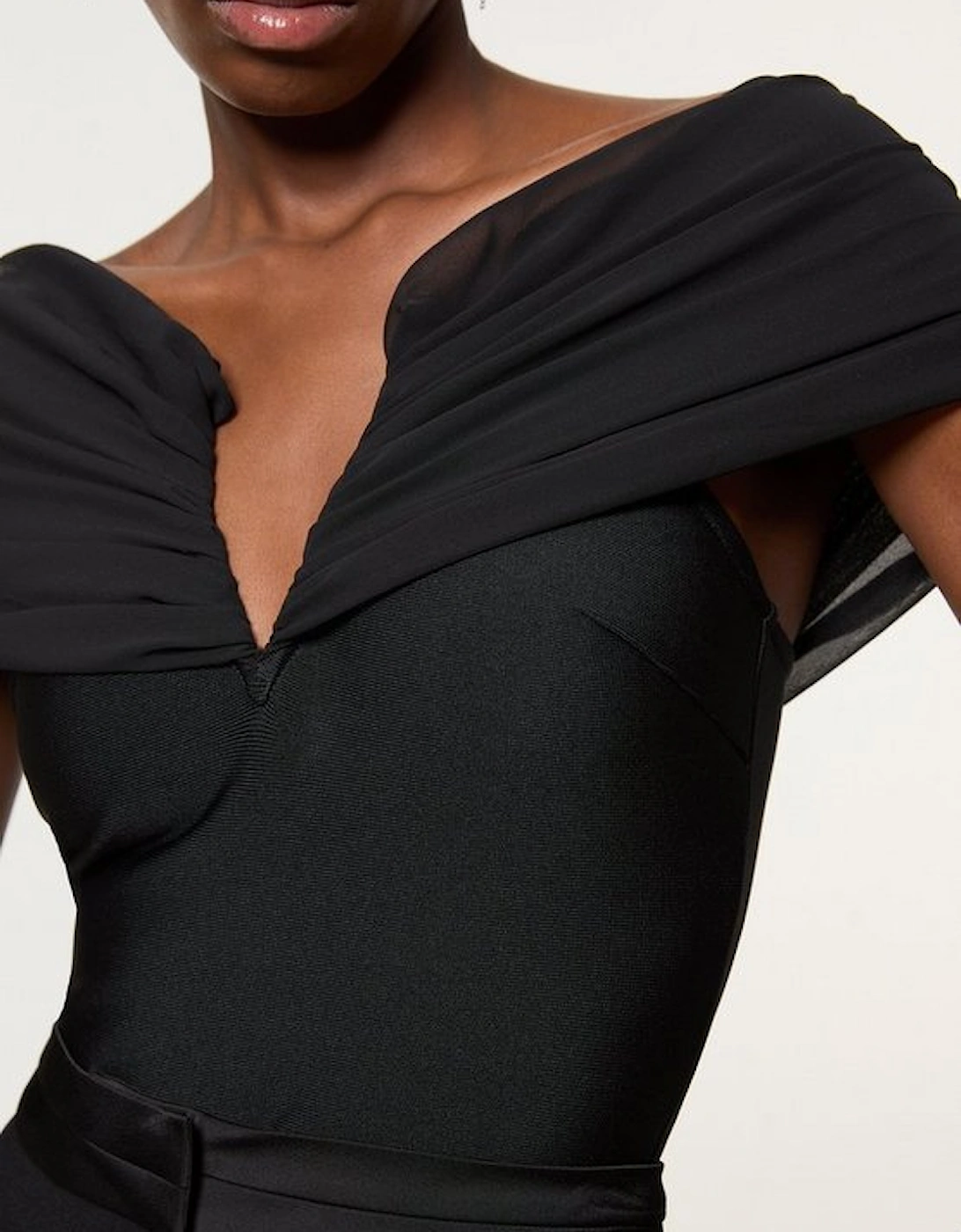 Figure Form Bandage Knit Woven Bardot Top, 5 of 4