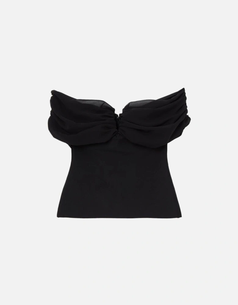 Figure Form Bandage Knit Woven Bardot Top