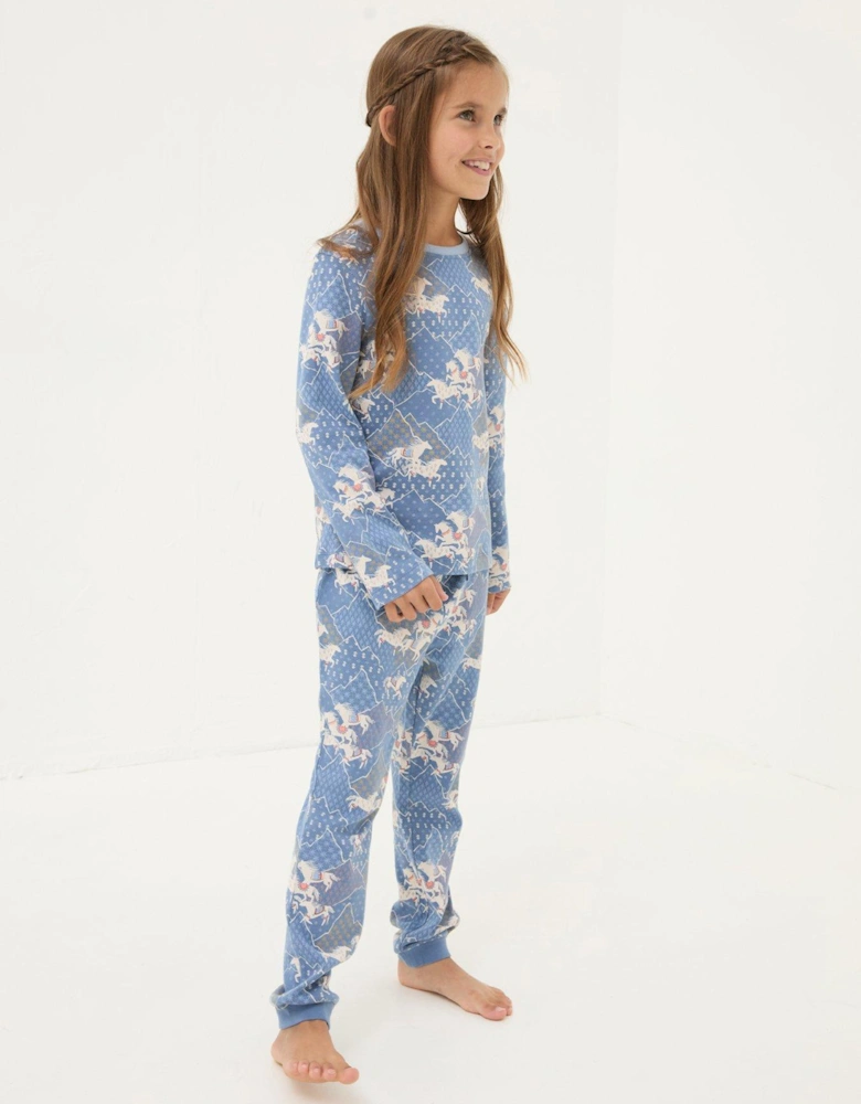 Girls Horse Pyjama Set - Blue