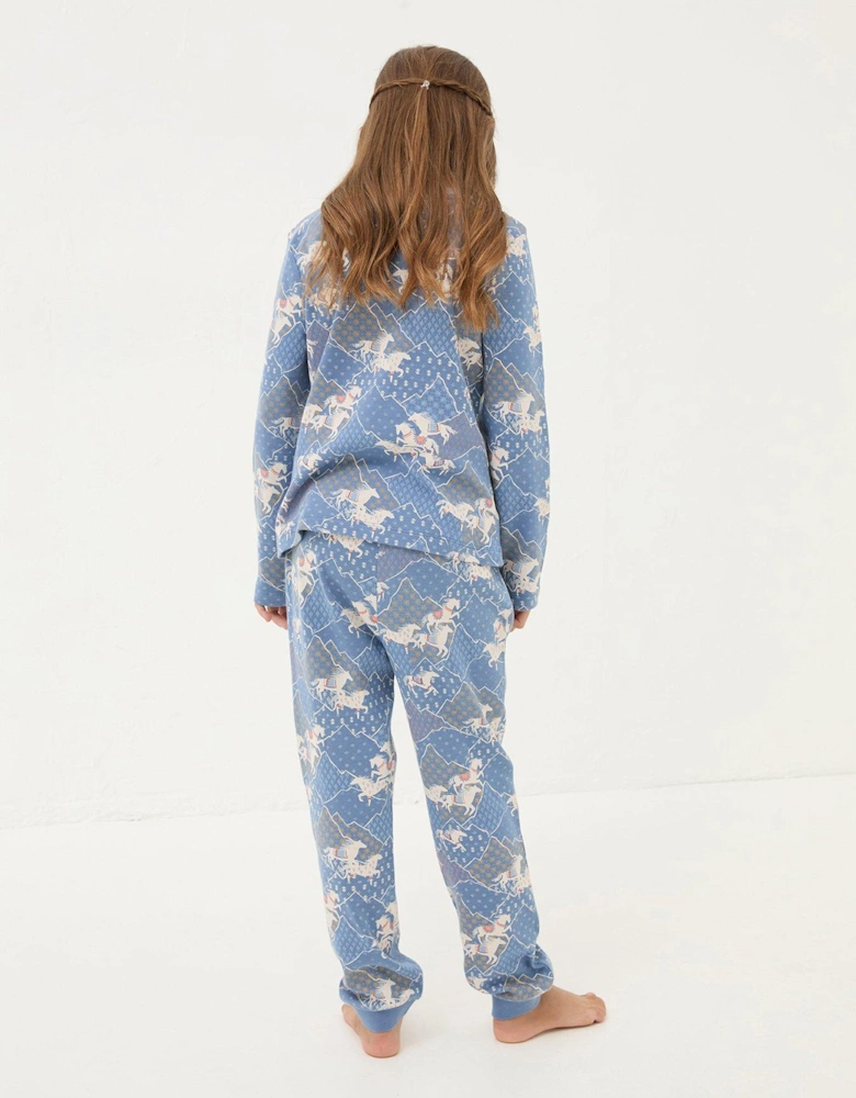 Girls Horse Pyjama Set - Blue