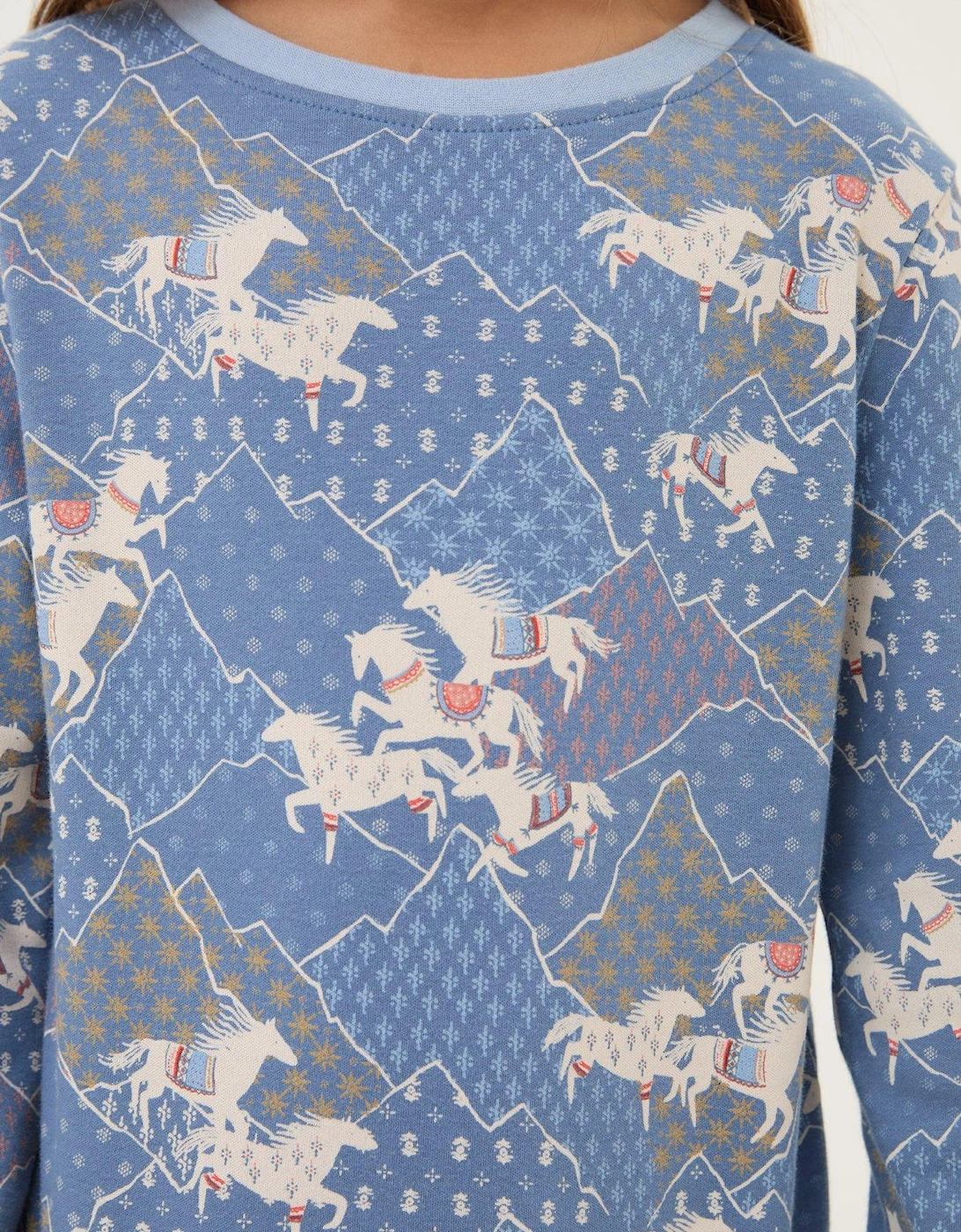 Girls Horse Pyjama Set - Blue