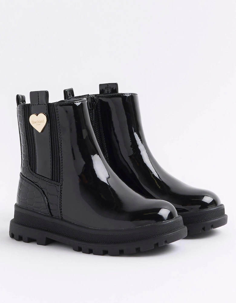 Patent Chelsea Boots - Black