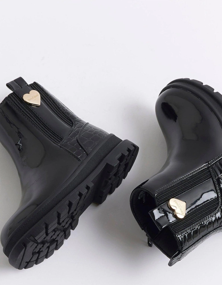 Patent Chelsea Boots - Black