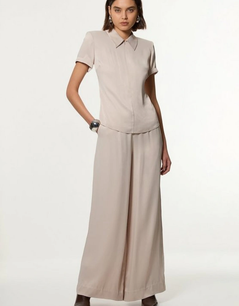 Tall Satin Wide Leg Woven Trousers