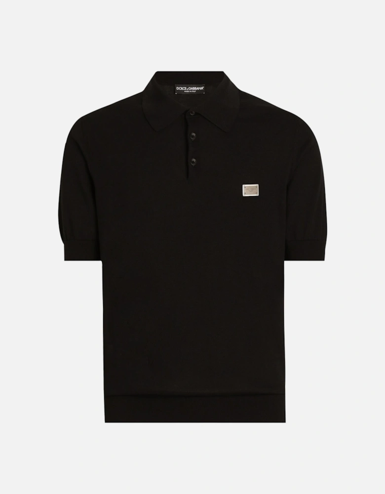 Plaque Knitted Polo Black