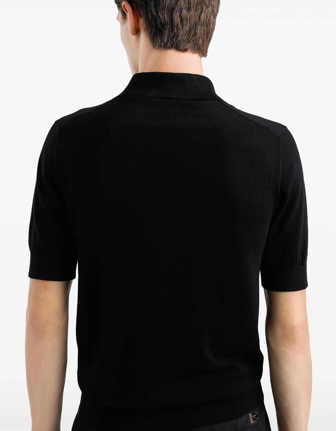 Plaque Knitted Polo Black