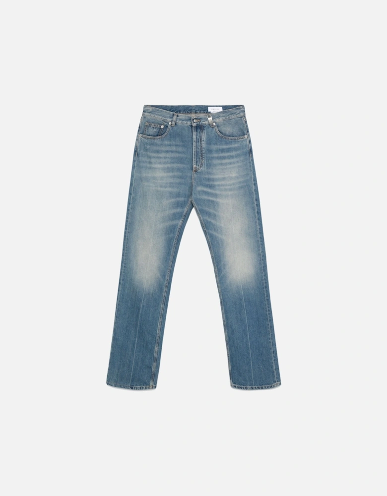 Washed Straight Leg Jeans Blue