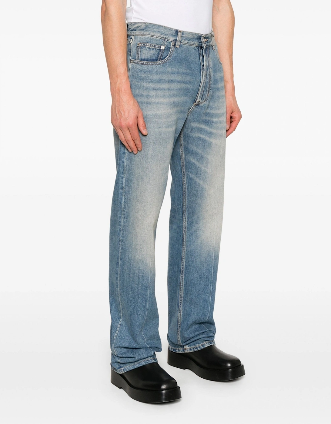 Washed Straight Leg Jeans Blue