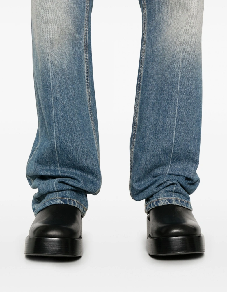 Washed Straight Leg Jeans Blue