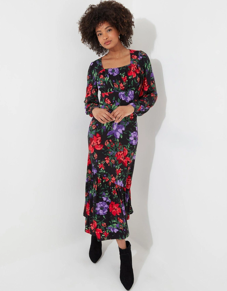 Shona Floral Print Midaxi Dress - Multi