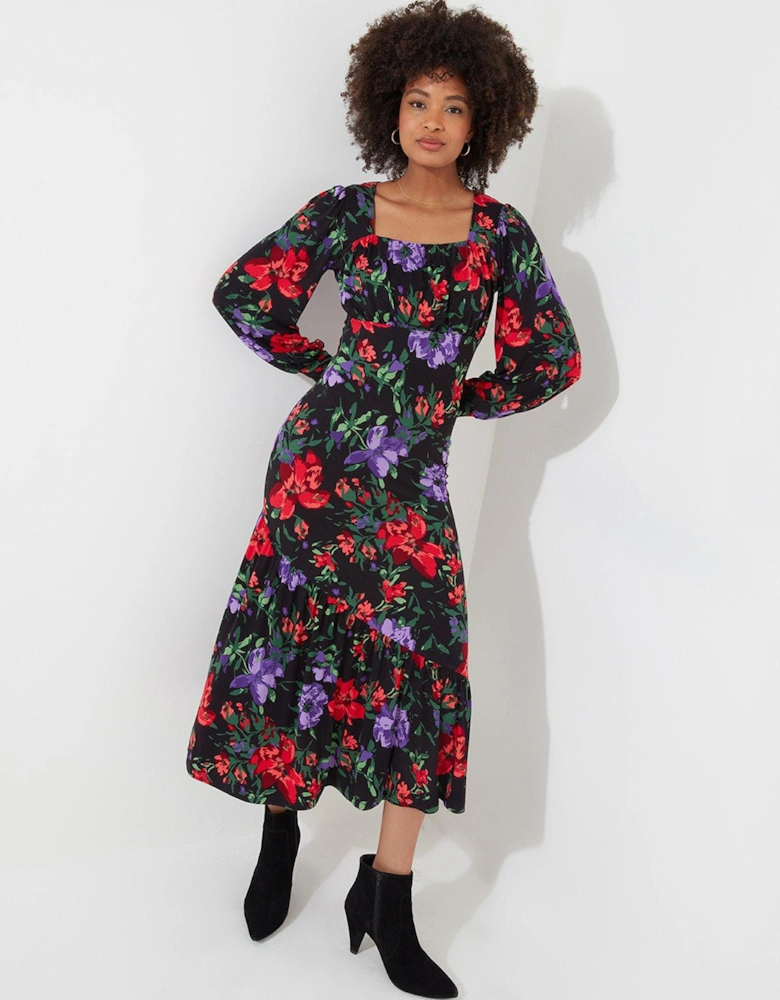 Shona Floral Print Midaxi Dress - Multi