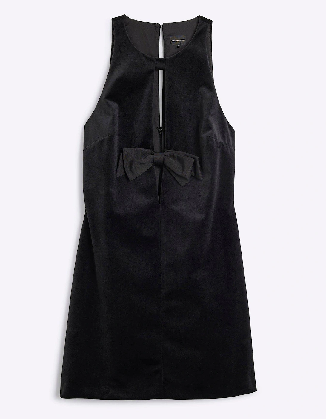 Velvet Bow Shift Dress - Black