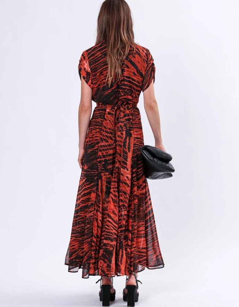 Delight Maxi Wrap Dress With Cap Sleeve In Beautiful Prints - Red