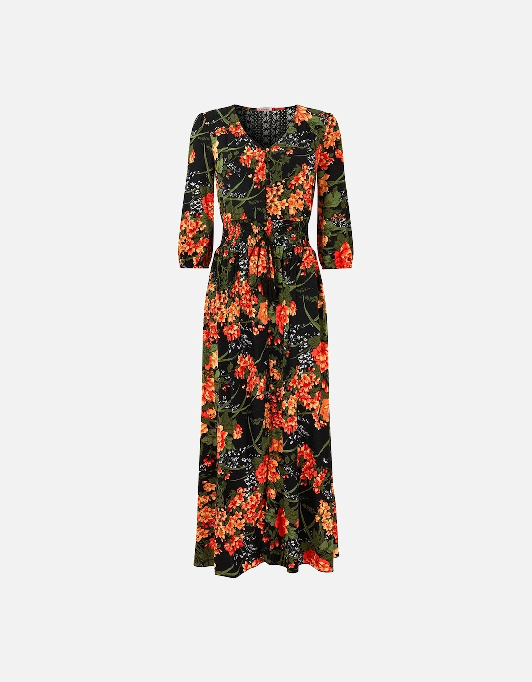 Sienna Floral Midi Dress - Black