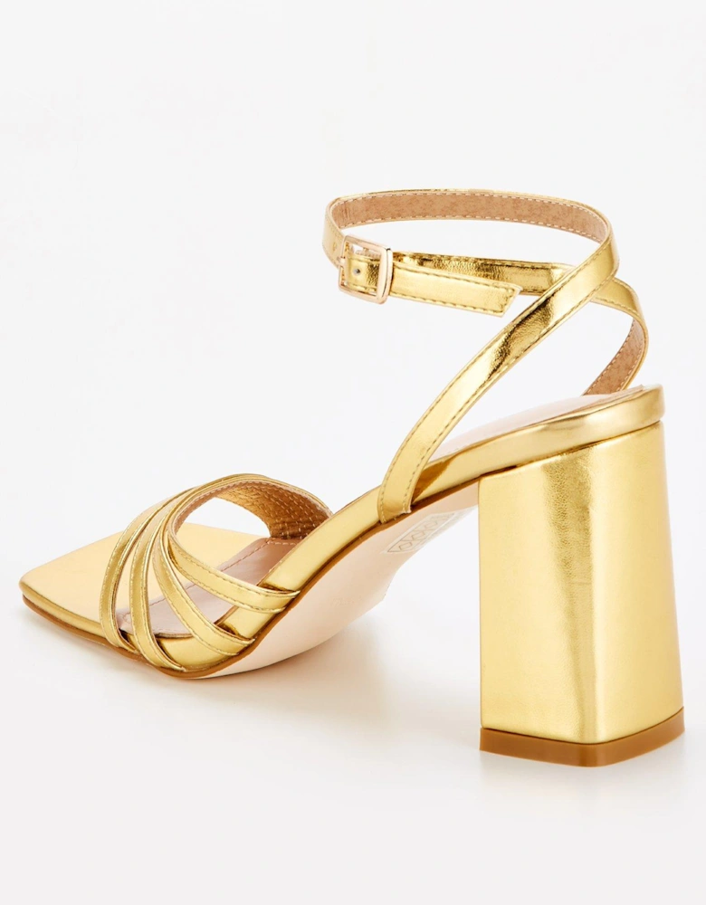 Orson Strappy Block Heels - Gold