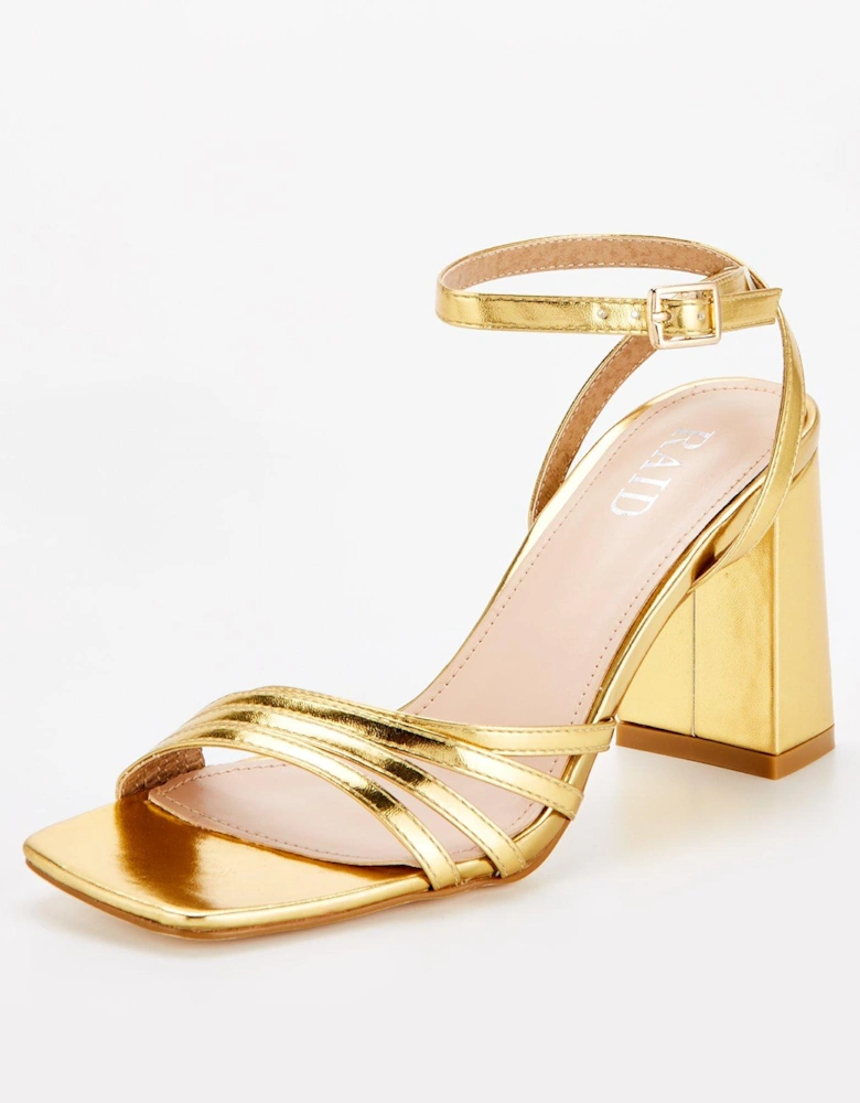 Orson Strappy Block Heels - Gold