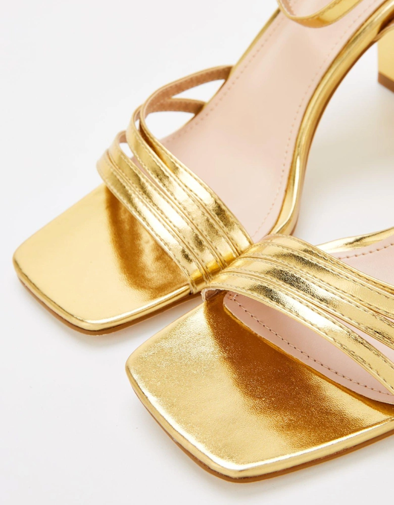 Orson Strappy Block Heels - Gold