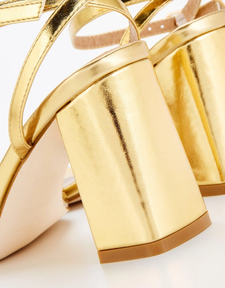 Orson Strappy Block Heels - Gold