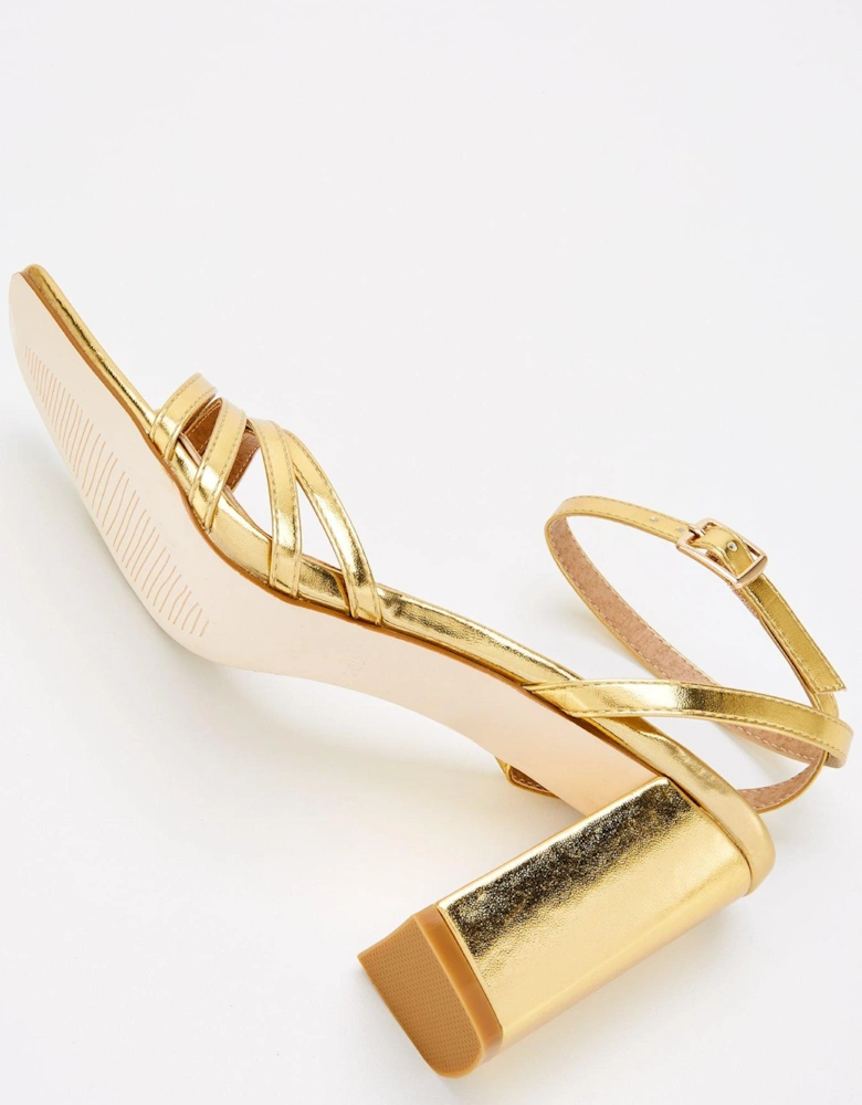 Orson Strappy Block Heels - Gold