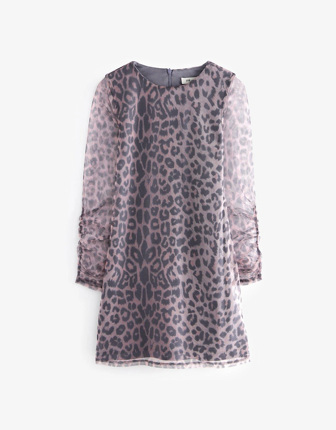 Girls Leopard Print Mesh Dress