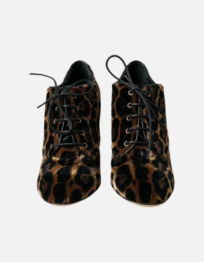 Leopard Lace Up Ankle Boots Women - Brown