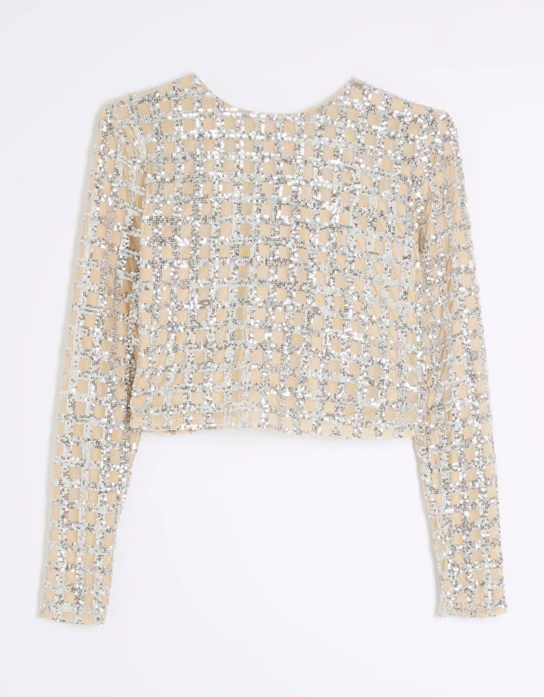 Check Sequin Top - Gold