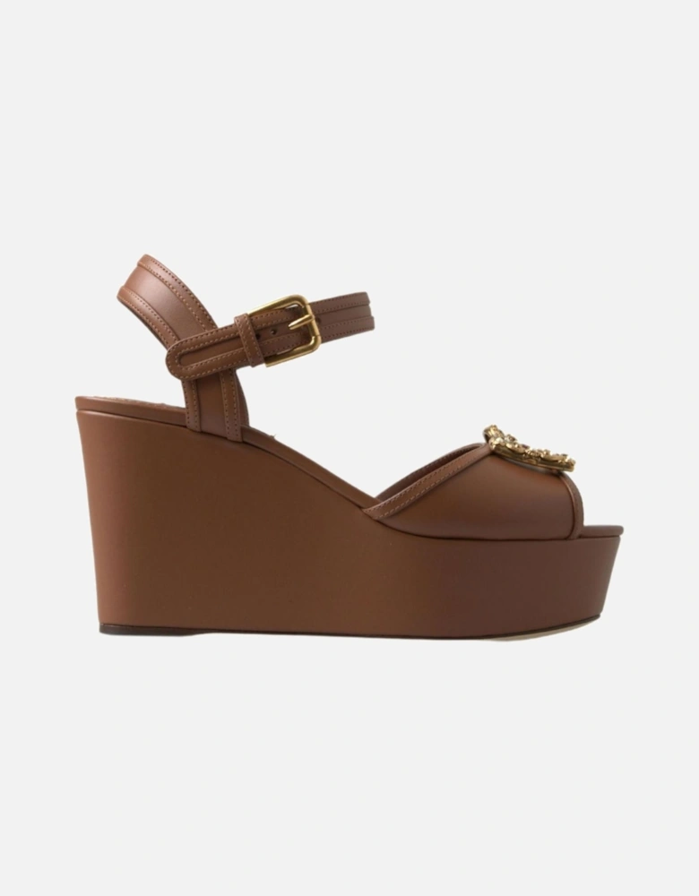 Leather Wedge Sandals Style DGLA10214 Women - Brown