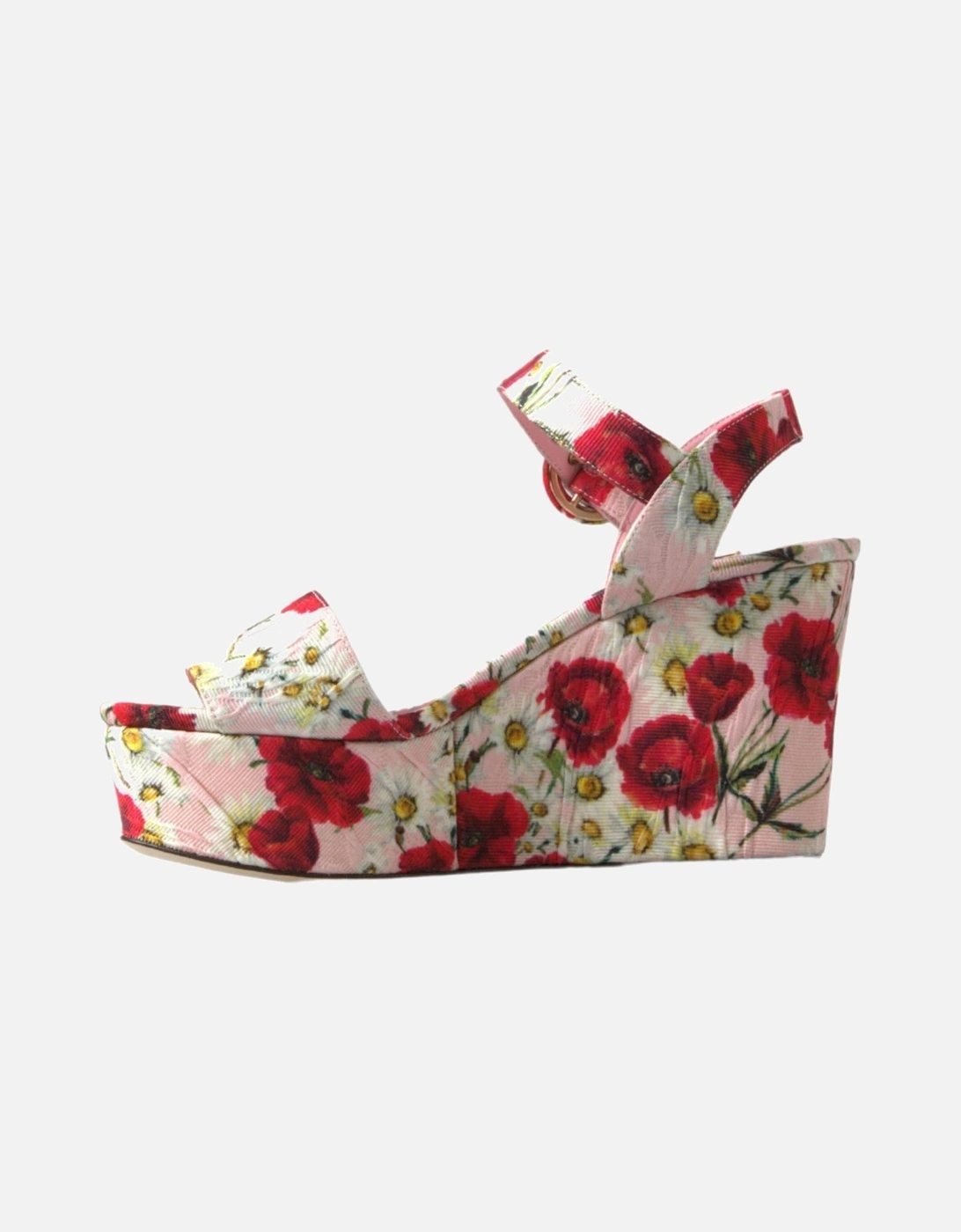 Floral Poppies and Daisies Wedge Sandals Women - Multicolor