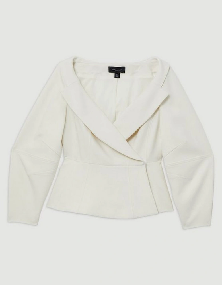 Compact Stretch Tailored Asymmetric Peplum Jacket