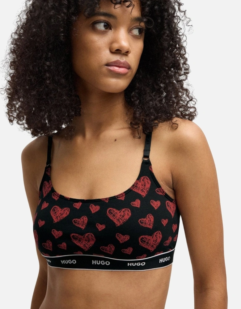 2-Pack Classic Logo Bralettes Hearts Gift Set, Black/red