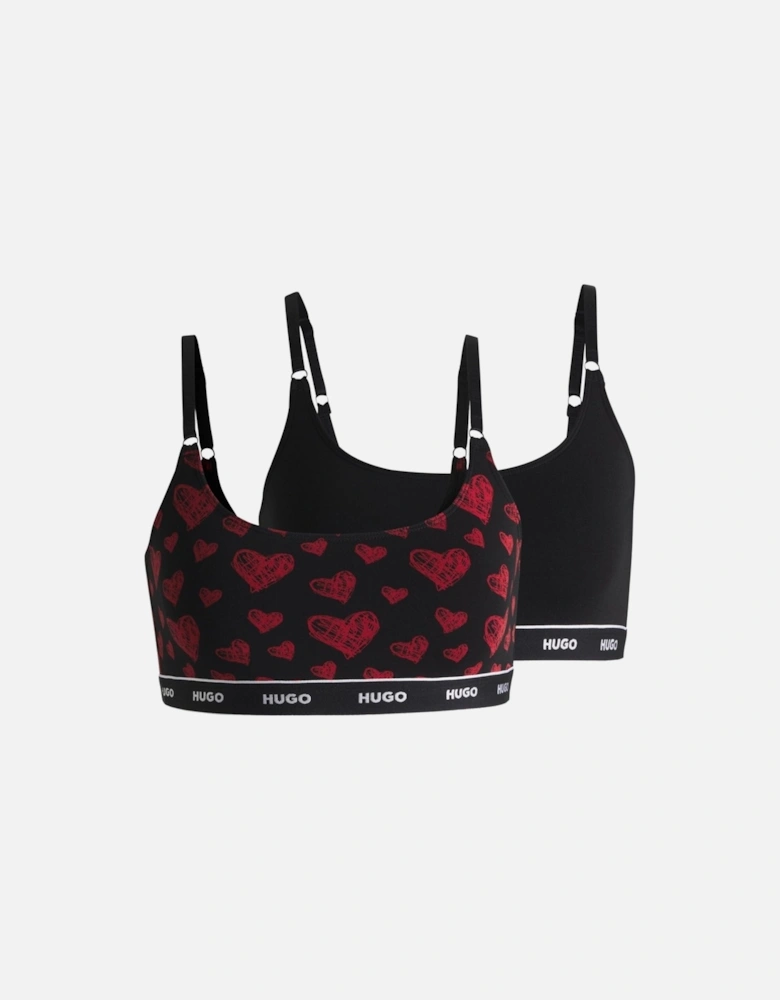 2-Pack Classic Logo Bralettes Hearts Gift Set, Black/red