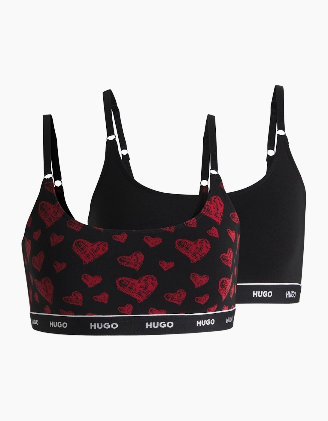 Hugo Boss Women's 2-Pack Classic Logo Bralettes Hearts Gift Set, Black/red - Size: 18/16