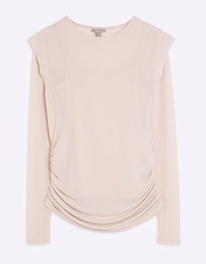 Ruched Lurex Top - Light Pink