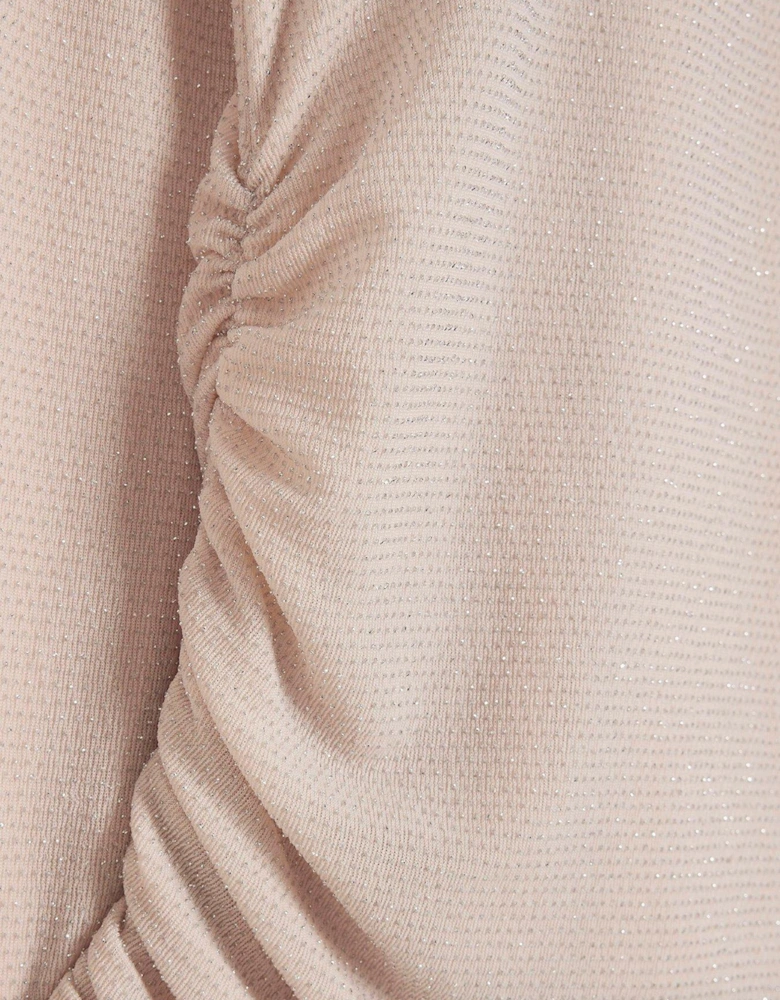 Ruched Lurex Top - Light Pink