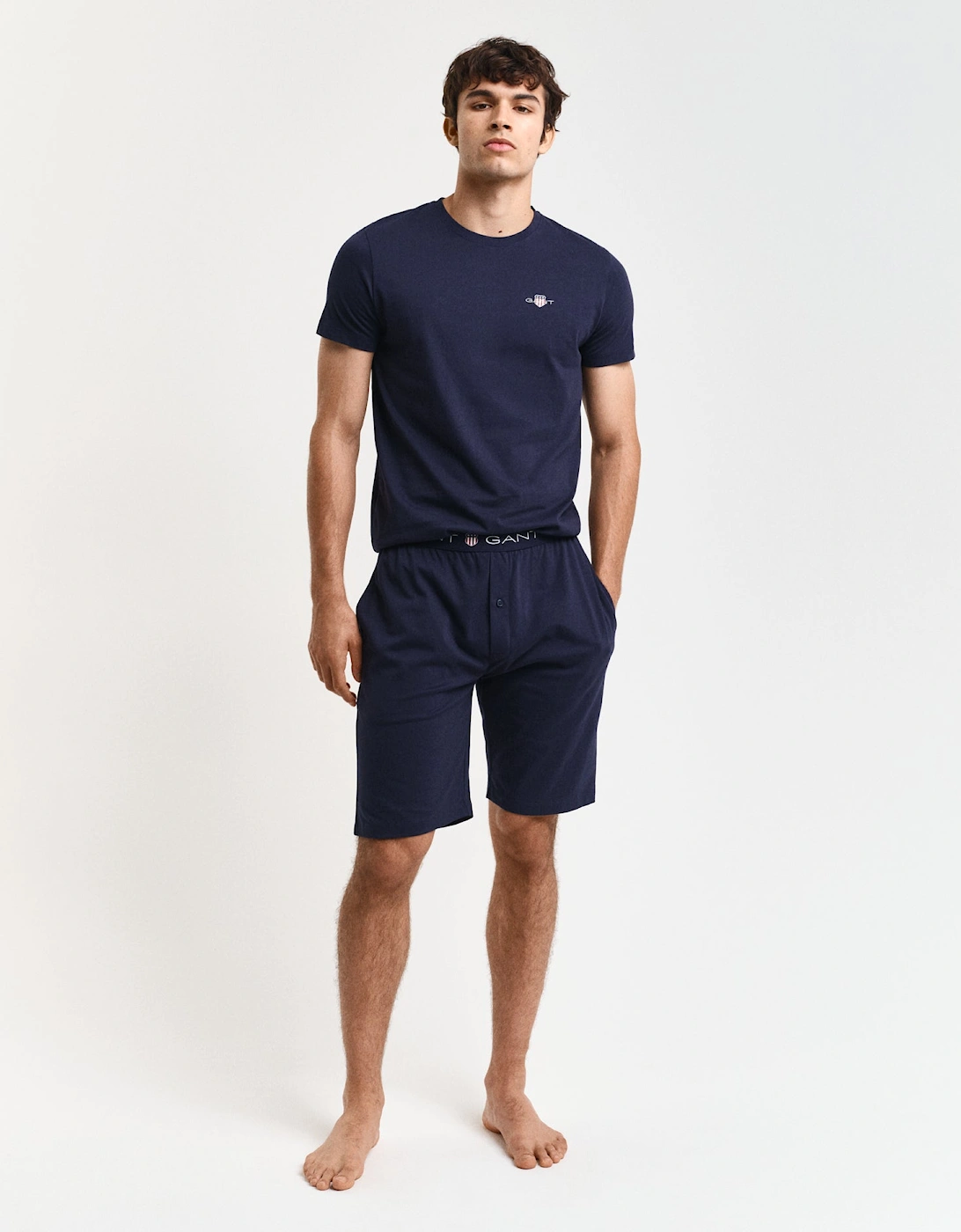 T-Shirt & Shorts Pyjama Set, Evening Blue, 4 of 3
