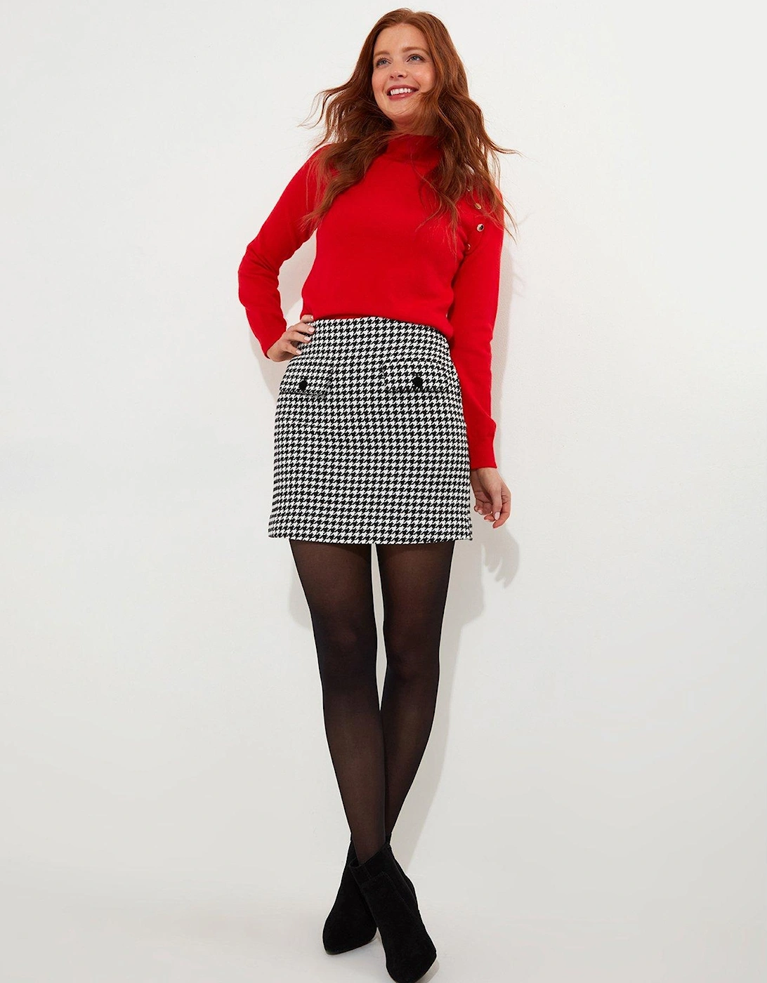 Daring Dogtooth Skirt - Black/White