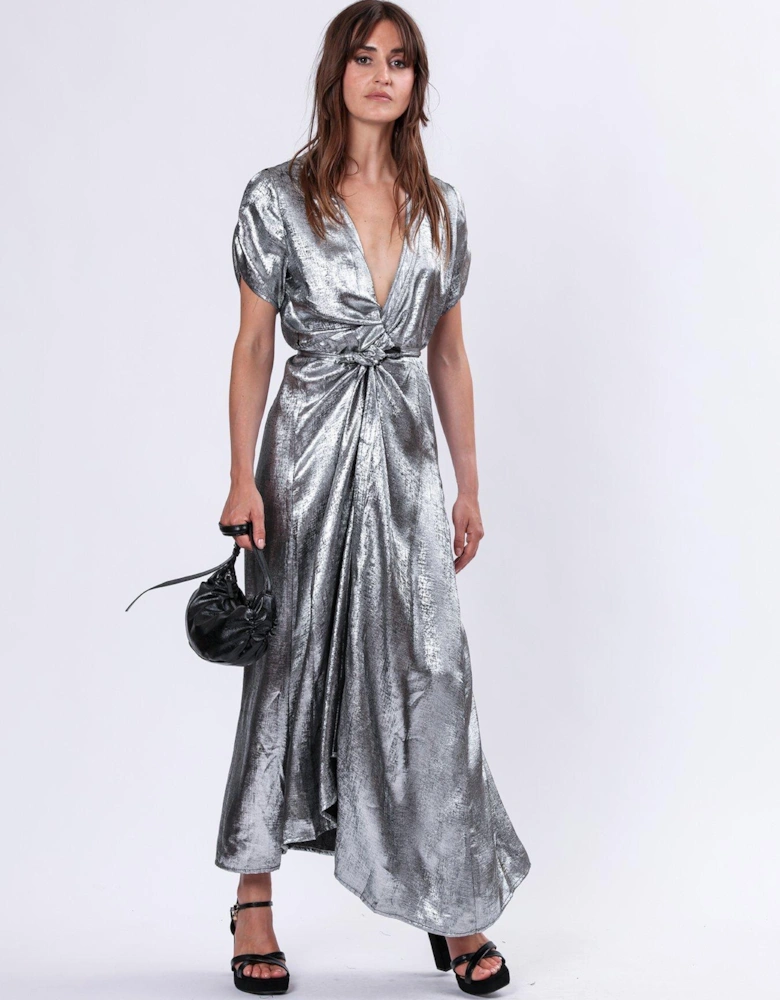 Fold Wrap Maxi Dress - Grey