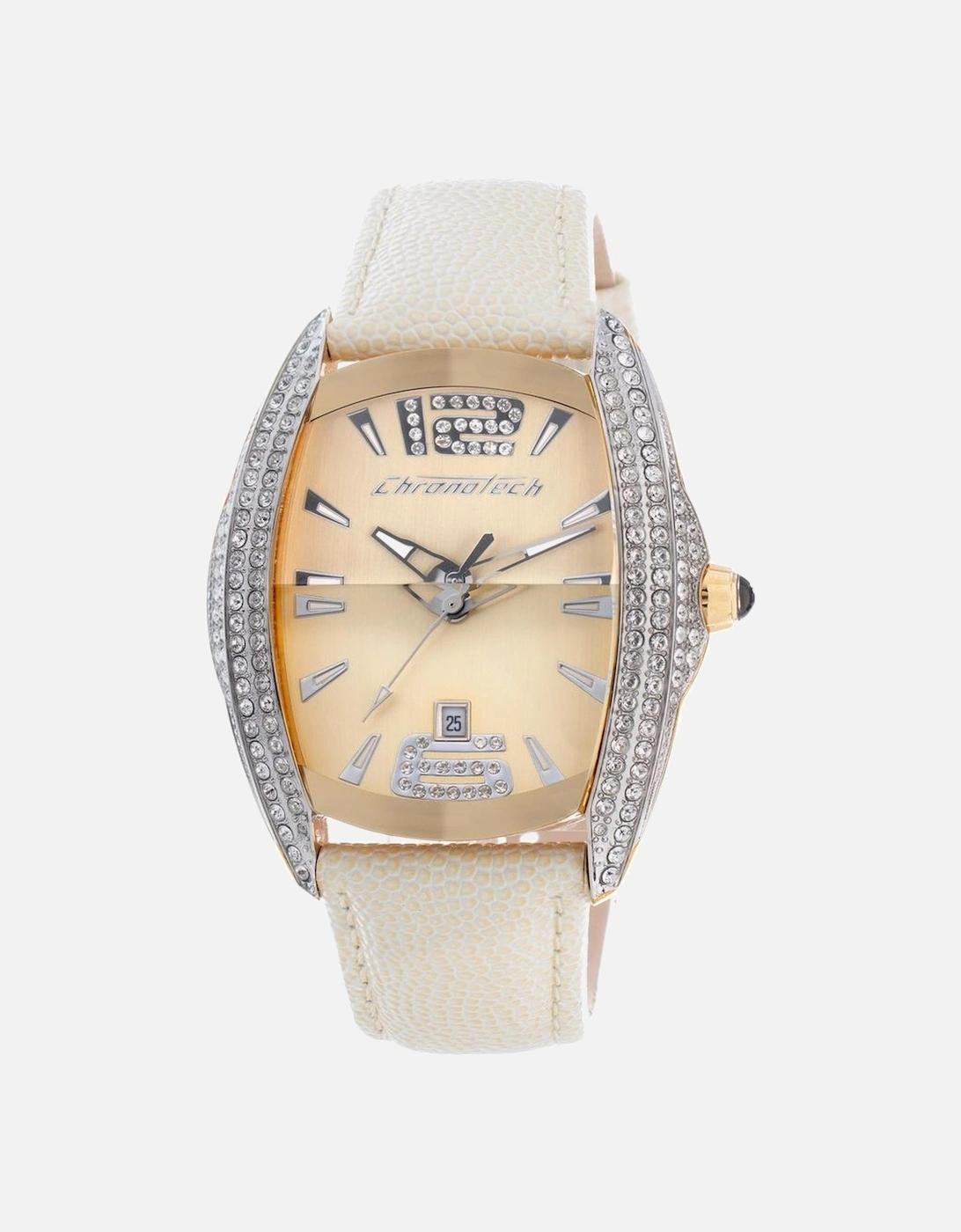 Quartz Analog Steel Case Leather Strap Watch Women - Beige Watches, 3 of 2