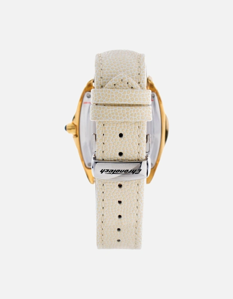 Quartz Analog Steel Case Leather Bracelet Watch Unisex - Beige Unisex